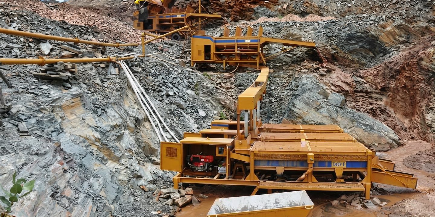 Crushing and processing equipment at a gold mine site